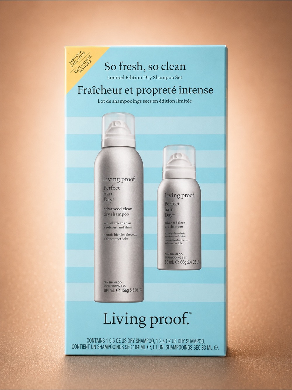 Living Proof Perfect Hair Day Advanced Clean Dry Shampoo Spray, 5.5 oz & 2.4 oz